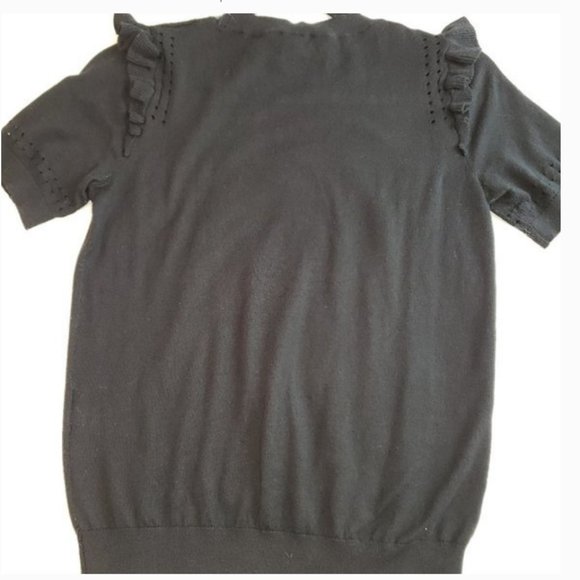 kate spade ruffle short sleeve sweater black M nwo - Picture 6 of 7